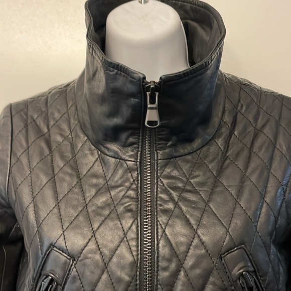 Black genuine leather Danier quilted jacket 3XS - Picture 3 of 9